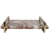 Agate Tray W/ Gold Handles, Brown-Accessories-High Fashion Home