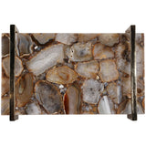 Agate Tray W/ Gold Handles, Brown-Accessories-High Fashion Home