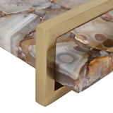 Agate Tray W/ Gold Handles, Brown-Accessories-High Fashion Home