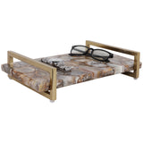 Agate Tray W/ Gold Handles, Brown-Accessories-High Fashion Home