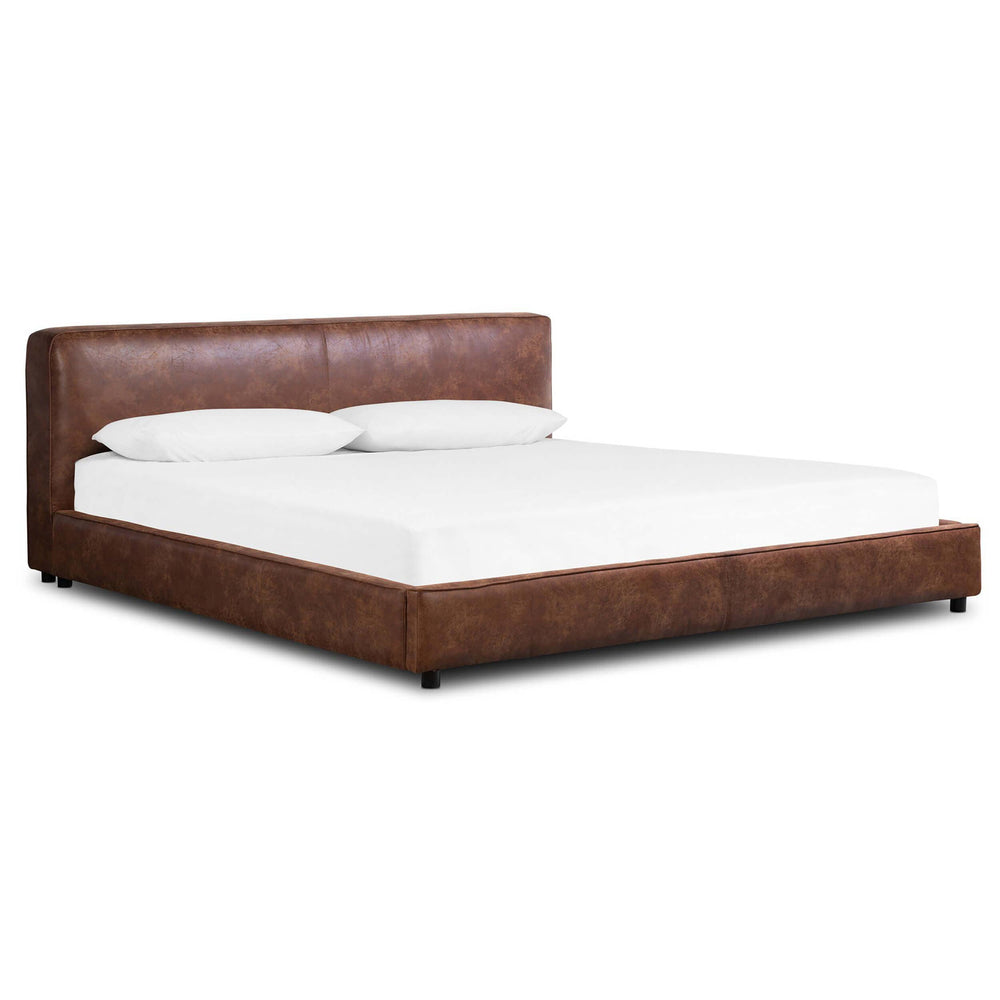 Aidan Faux Leather Bed, Vintage Tobacco-Furniture - Bedroom-High Fashion Home