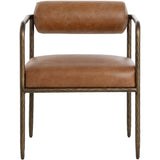 Ajani Leather Dining Arm Chair, Tan-Furniture - Dining-High Fashion Home