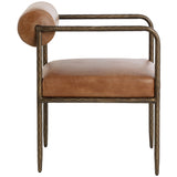 Ajani Leather Dining Arm Chair, Tan-Furniture - Dining-High Fashion Home