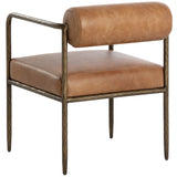 Ajani Leather Dining Arm Chair, Tan-Furniture - Dining-High Fashion Home