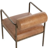 Ajani Leather Dining Arm Chair, Tan-Furniture - Dining-High Fashion Home
