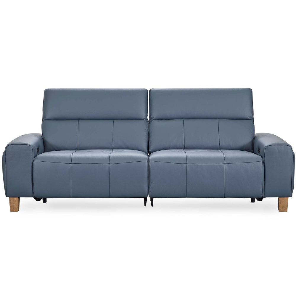Alea Leather Power Recliner Sofa, Smoke Blue-Furniture - Sofas-High Fashion Home