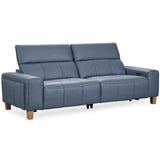 Alea Leather Power Recliner Sofa, Smoke Blue-Furniture - Sofas-High Fashion Home
