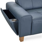 Alea Leather Power Recliner Sofa, Smoke Blue-Furniture - Sofas-High Fashion Home