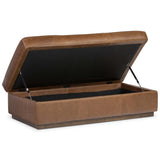 Alec Leather Storage Ottoman-Furniture - Chairs-High Fashion Home