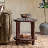 Alenna Round End Table, Tundra Brown-Furniture - Accent Tables-High Fashion Home