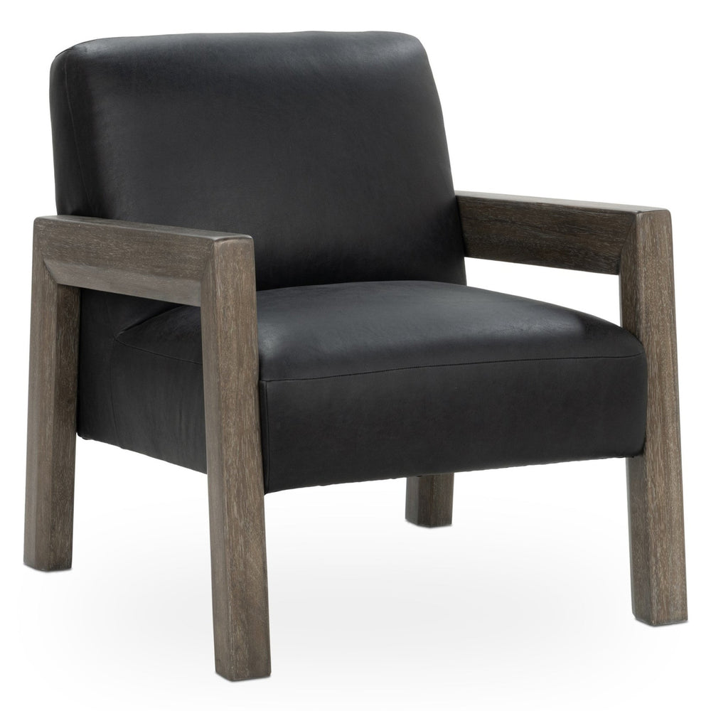 Aliza Leather Accent Chair, Black-Furniture - Chairs-High Fashion Home