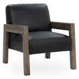 Aliza Leather Accent Chair, Black-Furniture - Chairs-High Fashion Home