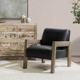 Aliza Leather Accent Chair, Black-Furniture - Chairs-High Fashion Home