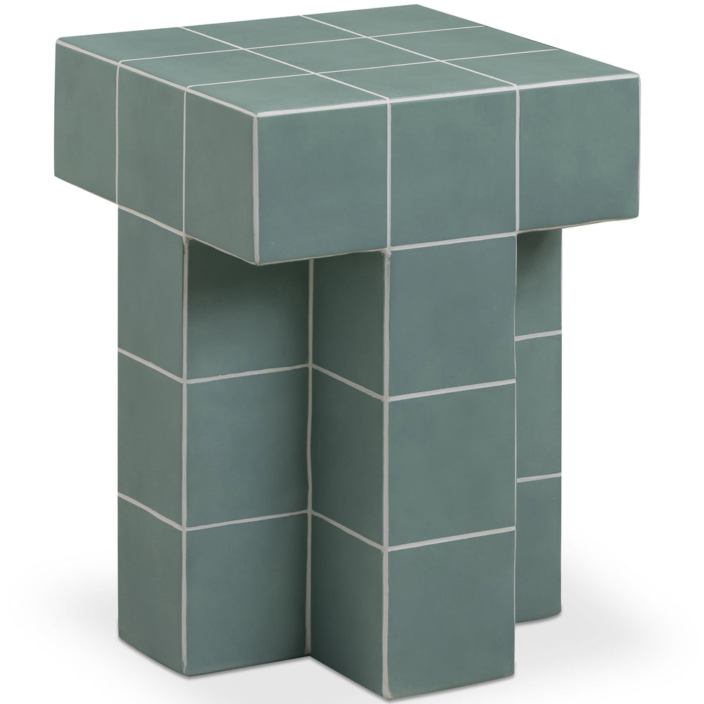 Alma Tile Side Table, Green-Furniture - Accent Tables-High Fashion Home