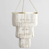 Amanda Round Beaded Chandelier, White-Lighting-High Fashion Home