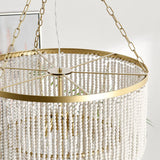 Amanda Round Beaded Chandelier, White-Lighting-High Fashion Home