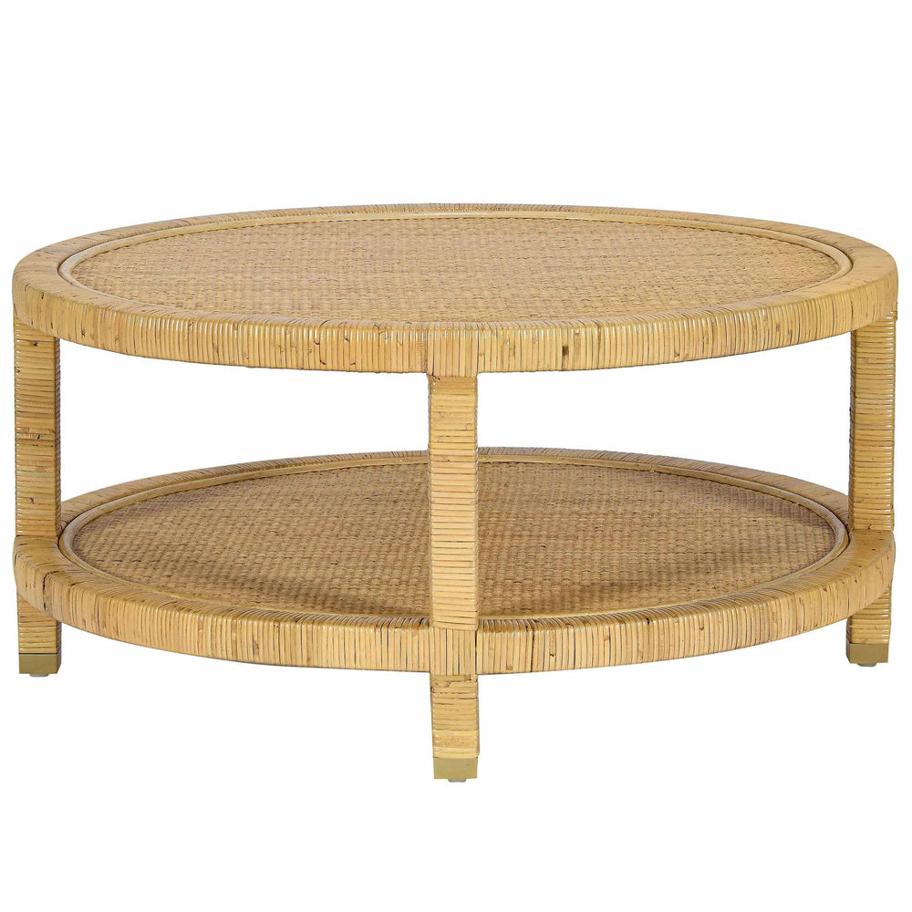 Amara Rattan Coffee Table, Natural-Furniture - Accent Tables-High Fashion Home