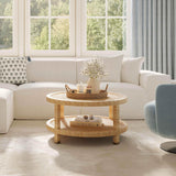 Amara Rattan Coffee Table, Natural-Furniture - Accent Tables-High Fashion Home