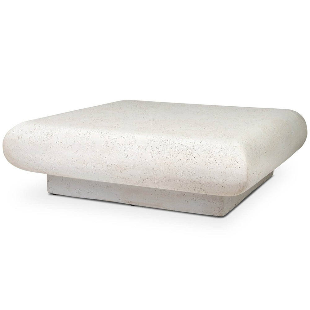 Ambra 48" Outdoor Coffee Table, Aged White by Four Hands-Furniture - Accent Tables-High Fashion Home