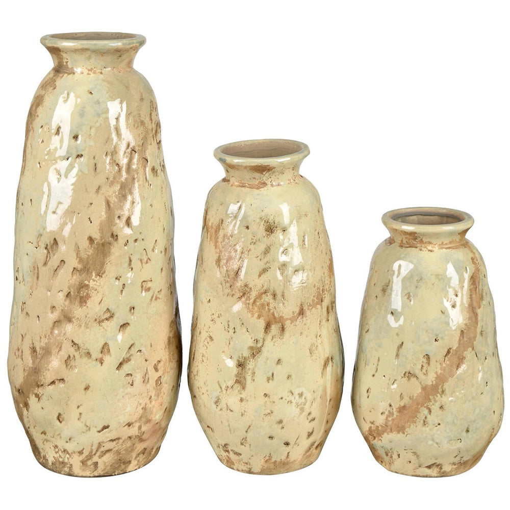 Ambrosia Vases, Off-White, Set of 3-Accessories-High Fashion Home