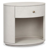 Amelia 1 Drawer Oval Nightstand, Ivory Painted Linen by Four Hands-Furniture - Bedroom-High Fashion Home