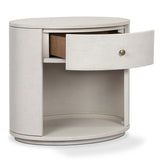 Amelia 1 Drawer Oval Nightstand, Ivory Painted Linen by Four Hands-Furniture - Bedroom-High Fashion Home
