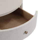 Amelia 1 Drawer Oval Nightstand, Ivory Painted Linen by Four Hands-Furniture - Bedroom-High Fashion Home