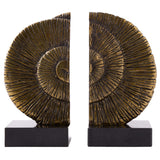 Ammonite Shell Bookends, Dark Gold