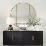 Amram Round Mirror, Antique Brass