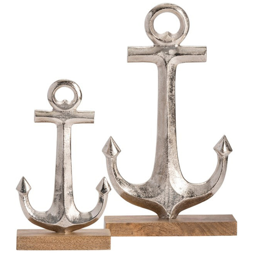 Anchor Statues, Silver, Set of 2-Accessories-High Fashion Home