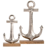 Anchor Statues, Silver, Set of 2-Accessories-High Fashion Home