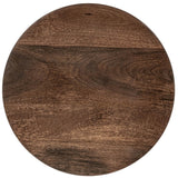 Andra Leather Round Accent Table, Cocoa Brown-Furniture - Accent Tables-High Fashion Home