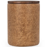 Andra Leather Round Accent Table, Sedona Brown-Furniture - Accent Tables-High Fashion Home