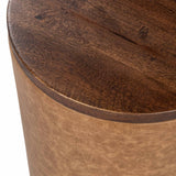 Andra Leather Round Accent Table, Sedona Brown-Furniture - Accent Tables-High Fashion Home