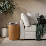 Andra Leather Round Accent Table, Sedona Brown-Furniture - Accent Tables-High Fashion Home
