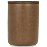 Andra Leather Round Accent Table, Tan-Furniture - Accent Tables-High Fashion Home