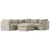 Andre Slipcover 5-Piece Sectional w/ Ottoman, Broadway Stone-Furniture - Sofas-High Fashion Home