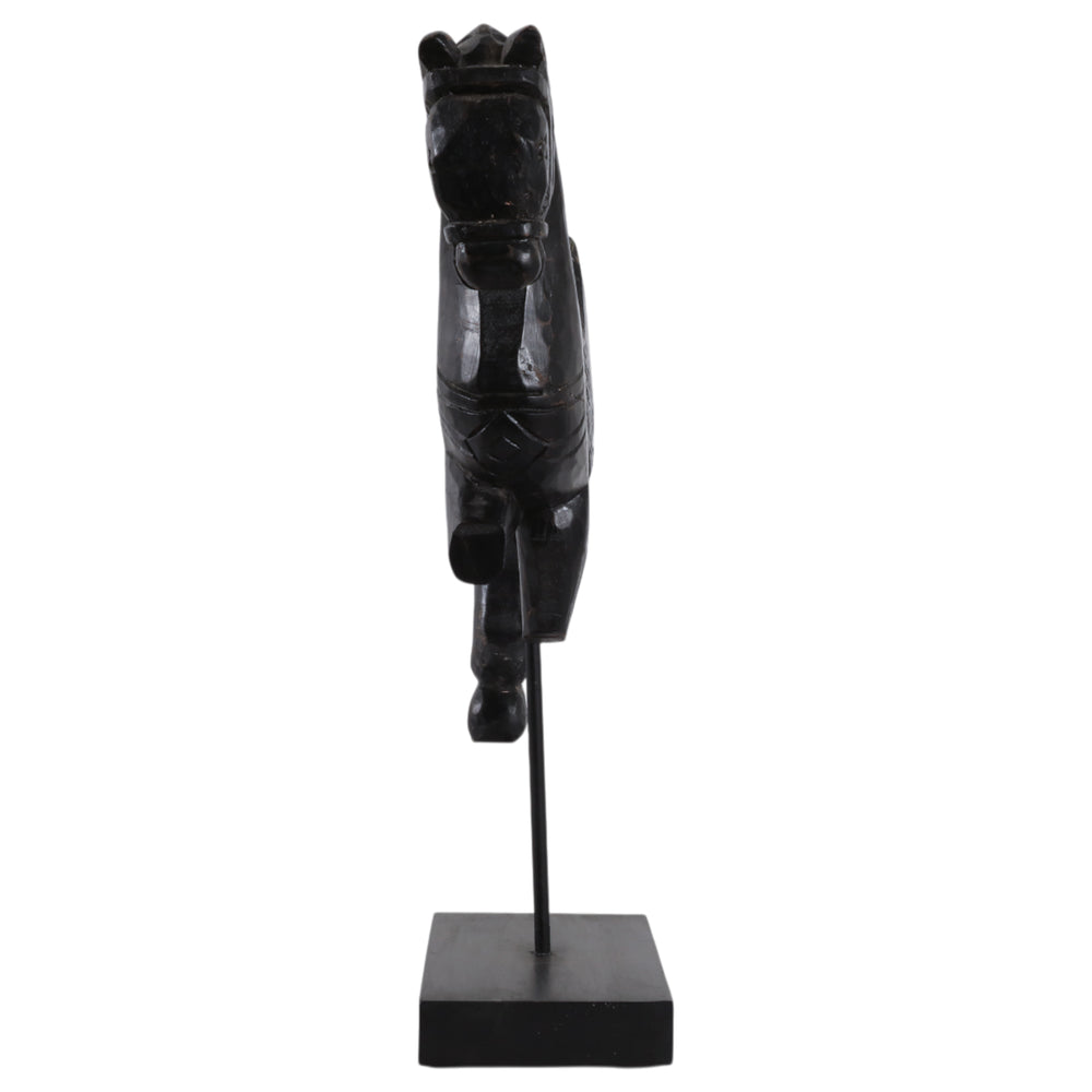 Antiqued Horse on Stand, Black-Accessories-High Fashion Home