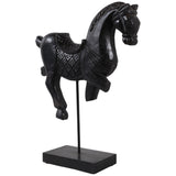Antiqued Horse on Stand, Black-Accessories-High Fashion Home