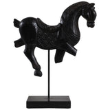 Antiqued Horse on Stand, Black-Accessories-High Fashion Home
