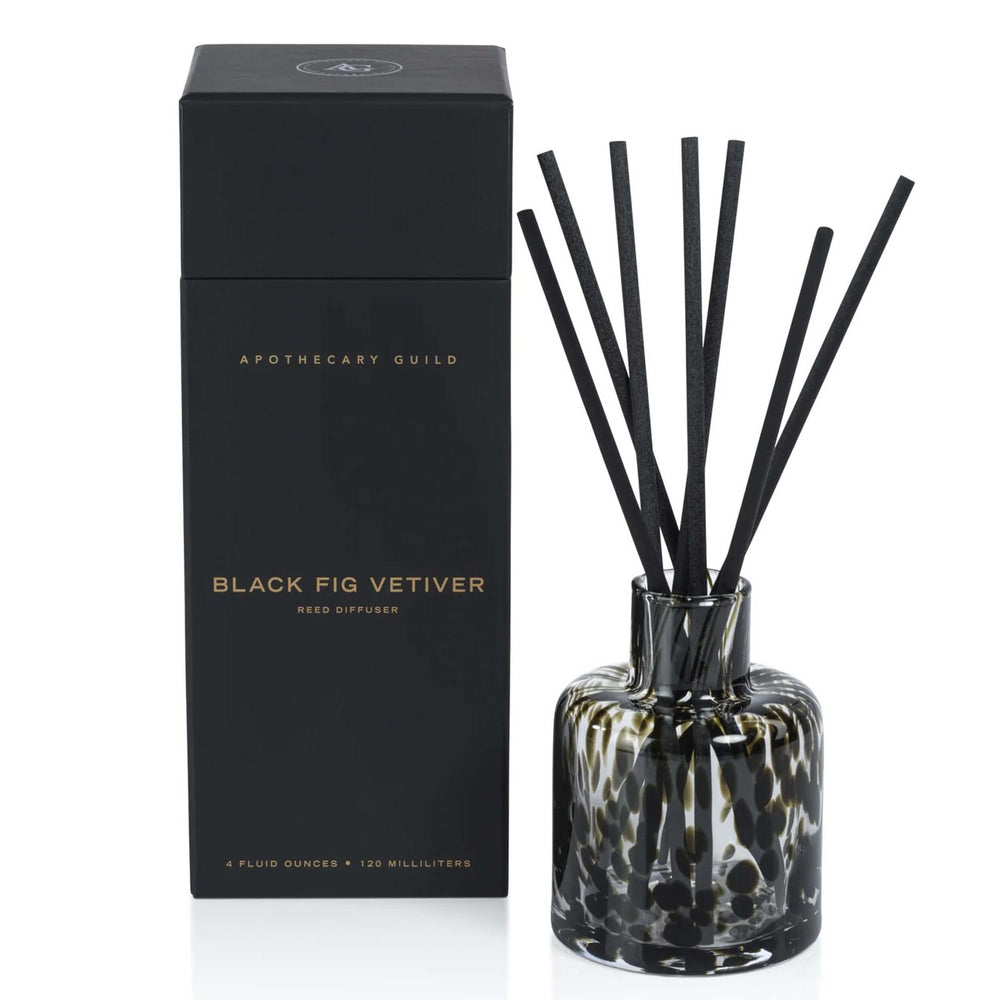 Apothecary Guild Opal Glass Reed Diffuser, Black Fig Vetiver-Accessories-High Fashion Home