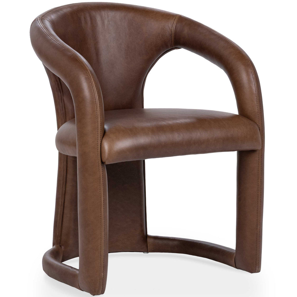 Archie Leather Dining Chair in Bison Brown, Set of 2 | Leather Dining ...
