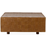 Aristo Leather Square Ottoman, Autum Maple-Furniture - Chairs-High Fashion Home