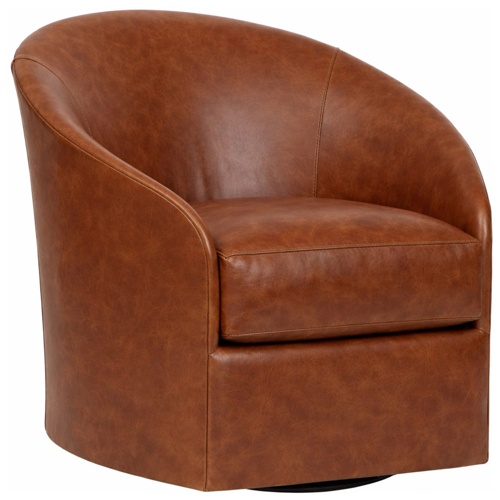 Arlo Leather Swivel Chair, Laguna Cognac