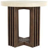 Aspen Round End Table, Antique White/Distressed Brown