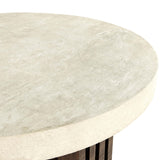 Aspen Round End Table, Antique White/Distressed Brown