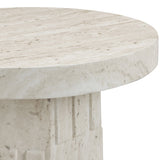 Asta Side Table, Travertine-Furniture - Accent Tables-High Fashion Home