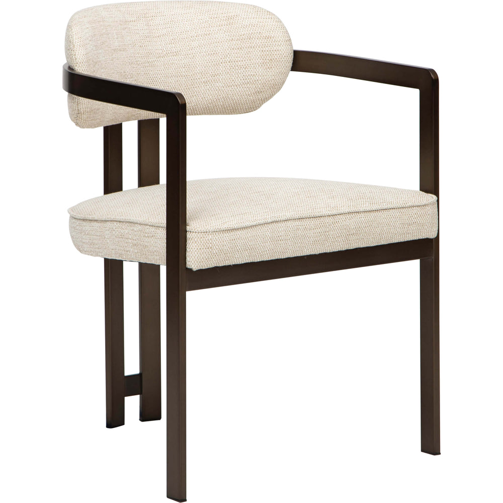 Athena Dining Arm Chair, Poratti Natural/Brushed Bronze