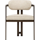 Athena Dining Arm Chair, Poratti Natural/Brushed Bronze