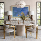 Athena Dining Arm Chair, Cloud Beige/Brushed Gold